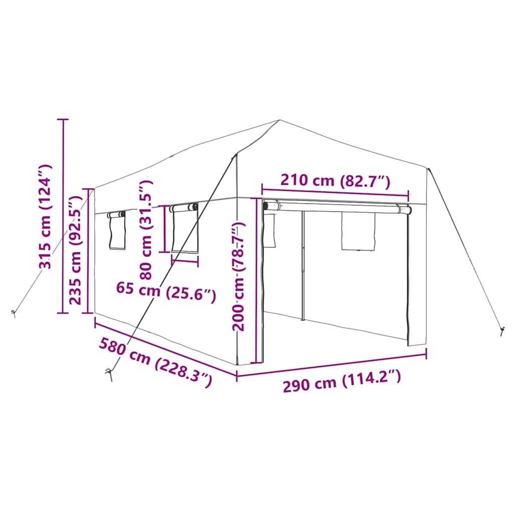 Drivhus med op-poppende ramme Grøn 290 x 580 x 315 cm Jern