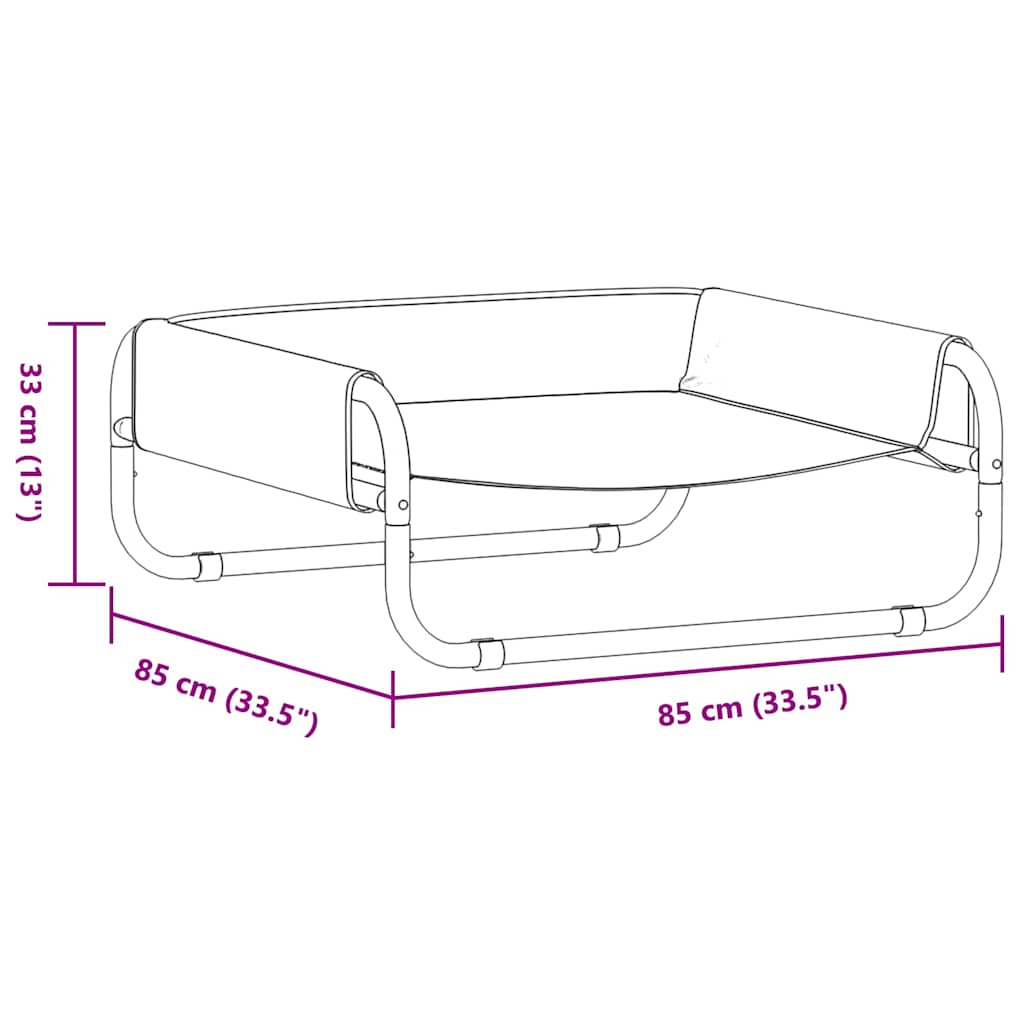 Hundeseng Lysegrå 85 x 85 x 33 cm Stål