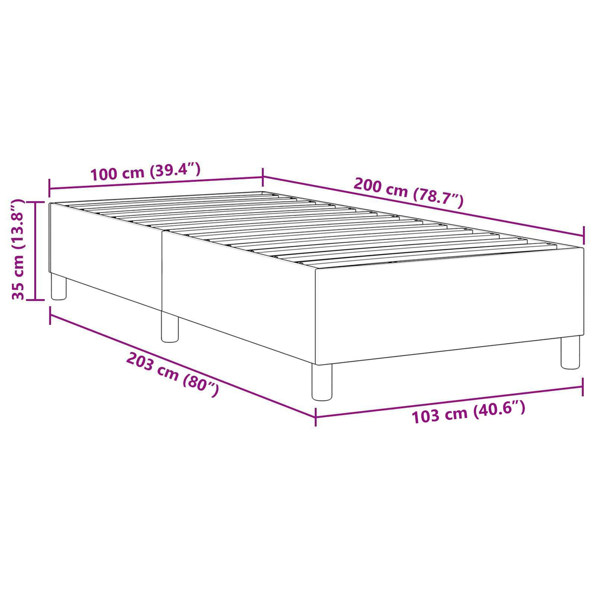 Platform sengestel Creme 100 x 200 cm Velourstof