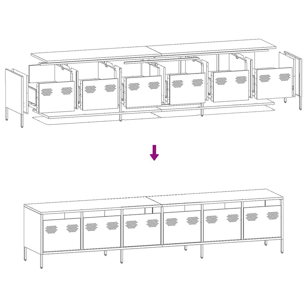 tv-bord 202x39x43,5 cm koldvalset stål sort