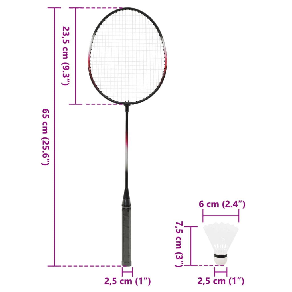 badmintonsæt 292x30x152 cm 2 ketsjere + net og opbevaringstaske