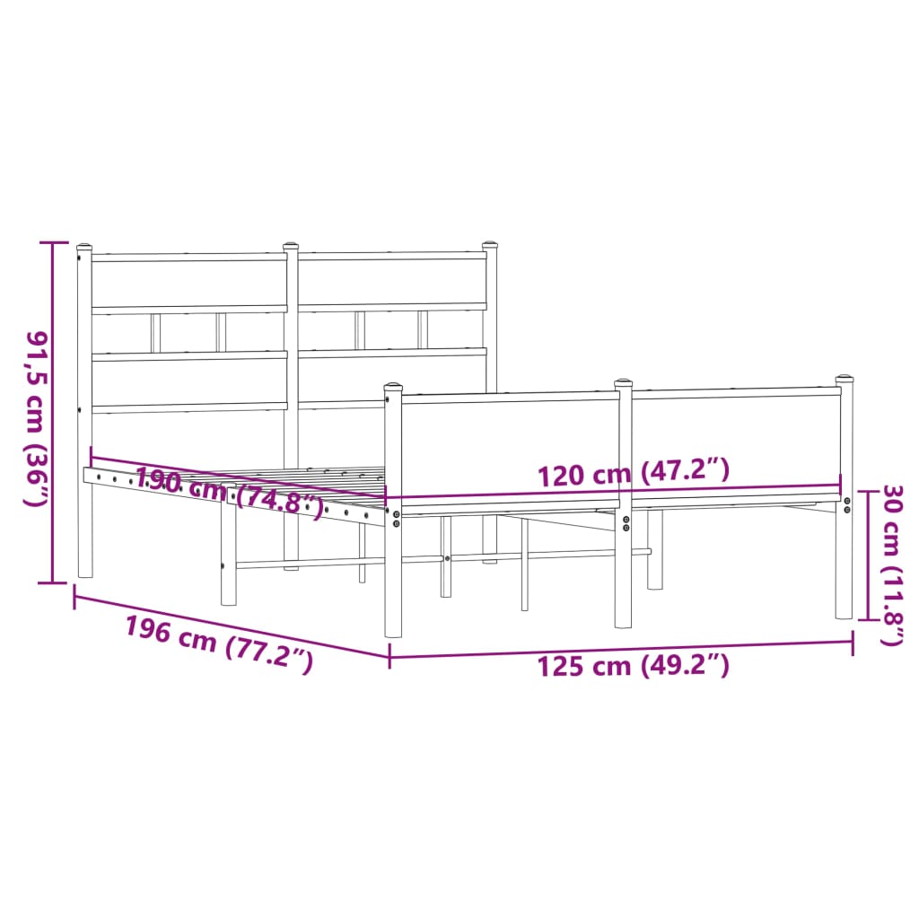 sengeramme 120x190 cm uden madras konstrueret træ brunt eg
