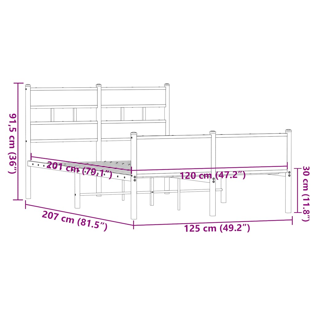 sengeramme 120x200 cm uden madras konstrueret træ brunt eg