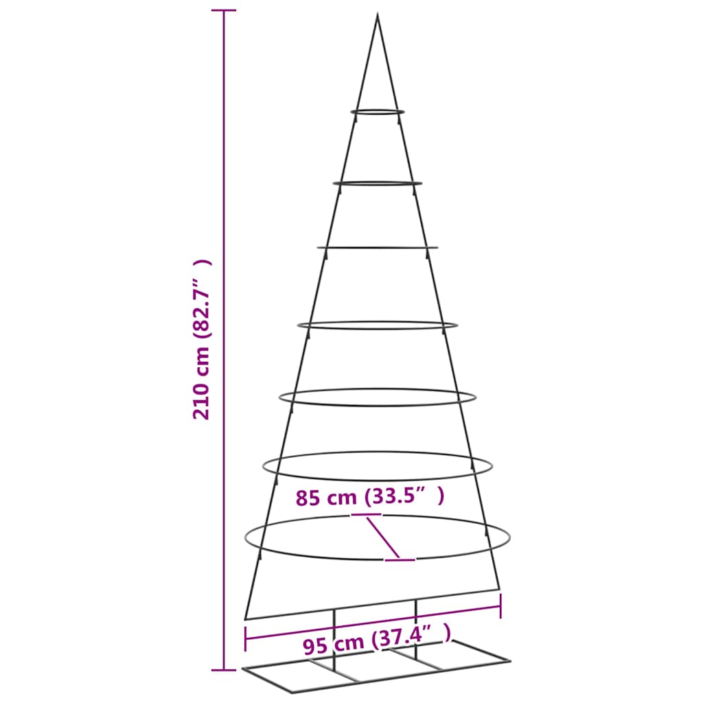 dekorationstræ 210 cm metal sort