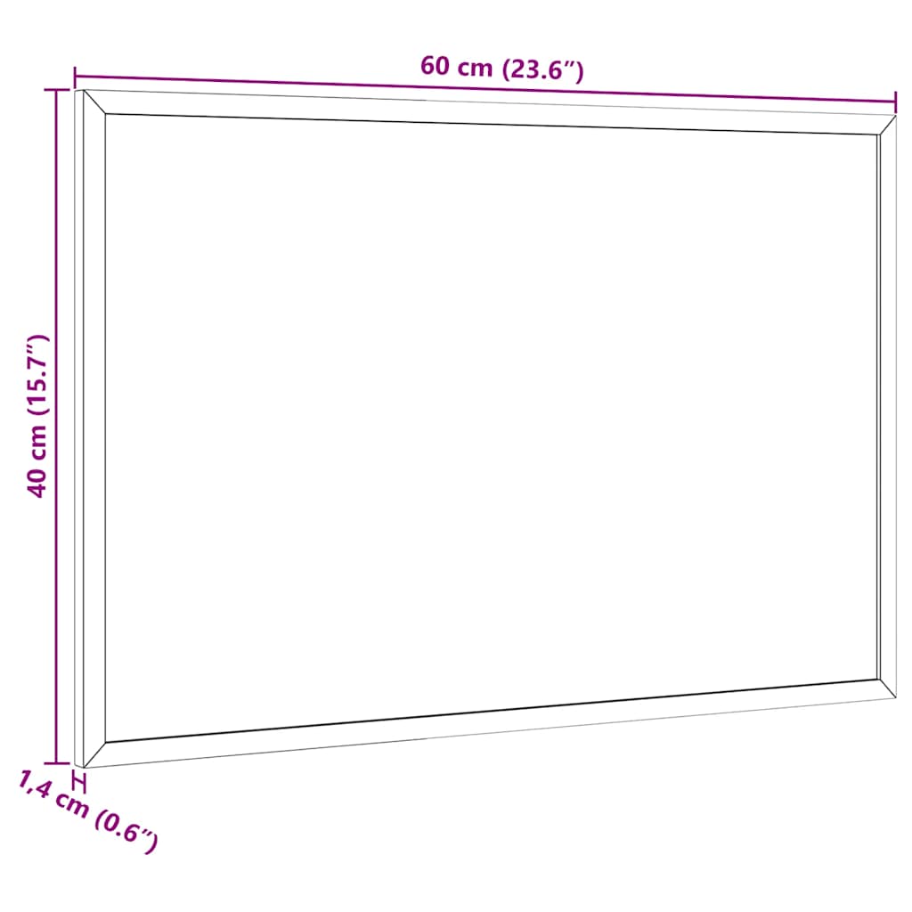 magnetisk whiteboardtavle med ramme i massivt fyrretræ 60x40 cm