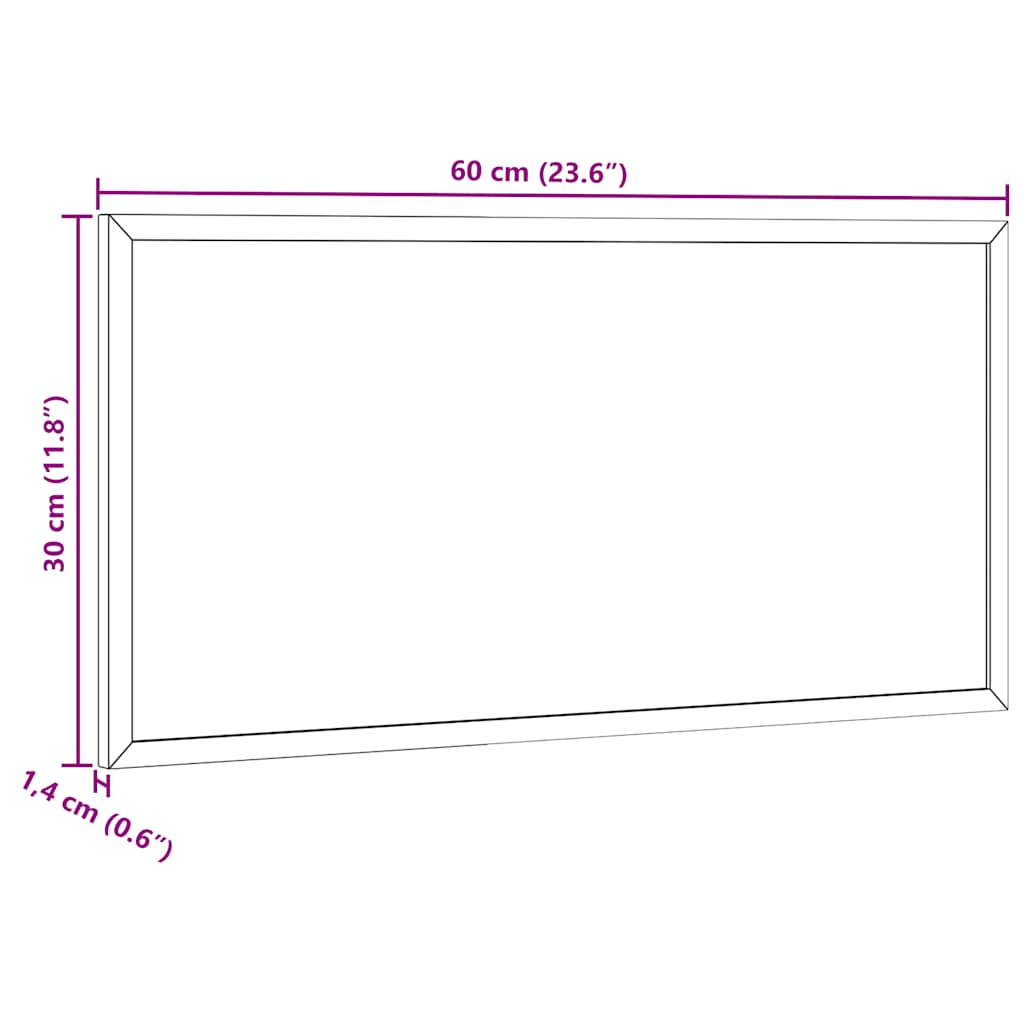 tavle med ramme af massivt fyrretræ sort 60x30 cm