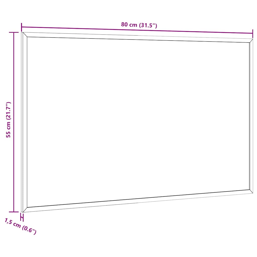 tavle med ramme af massivt fyrretræ sort 80x55 cm