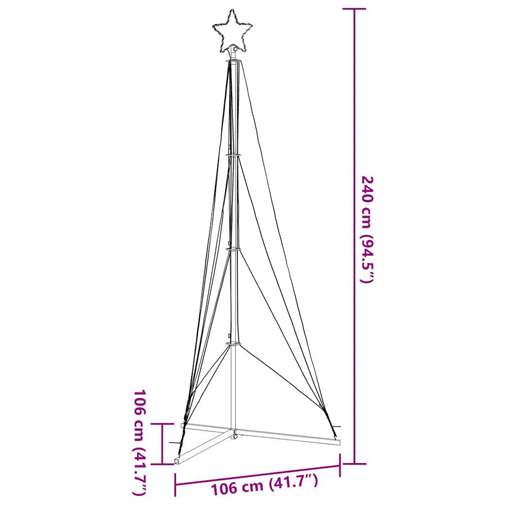 LED-juletræ 483 LED'er 240 cm varmt hvidt lys