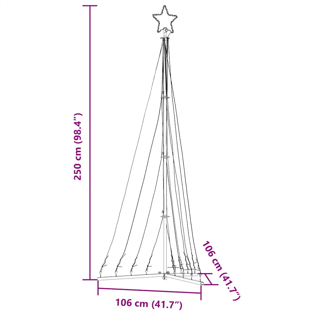 LED-juletræ 447 LED'er 250 cm varmt hvidt lys