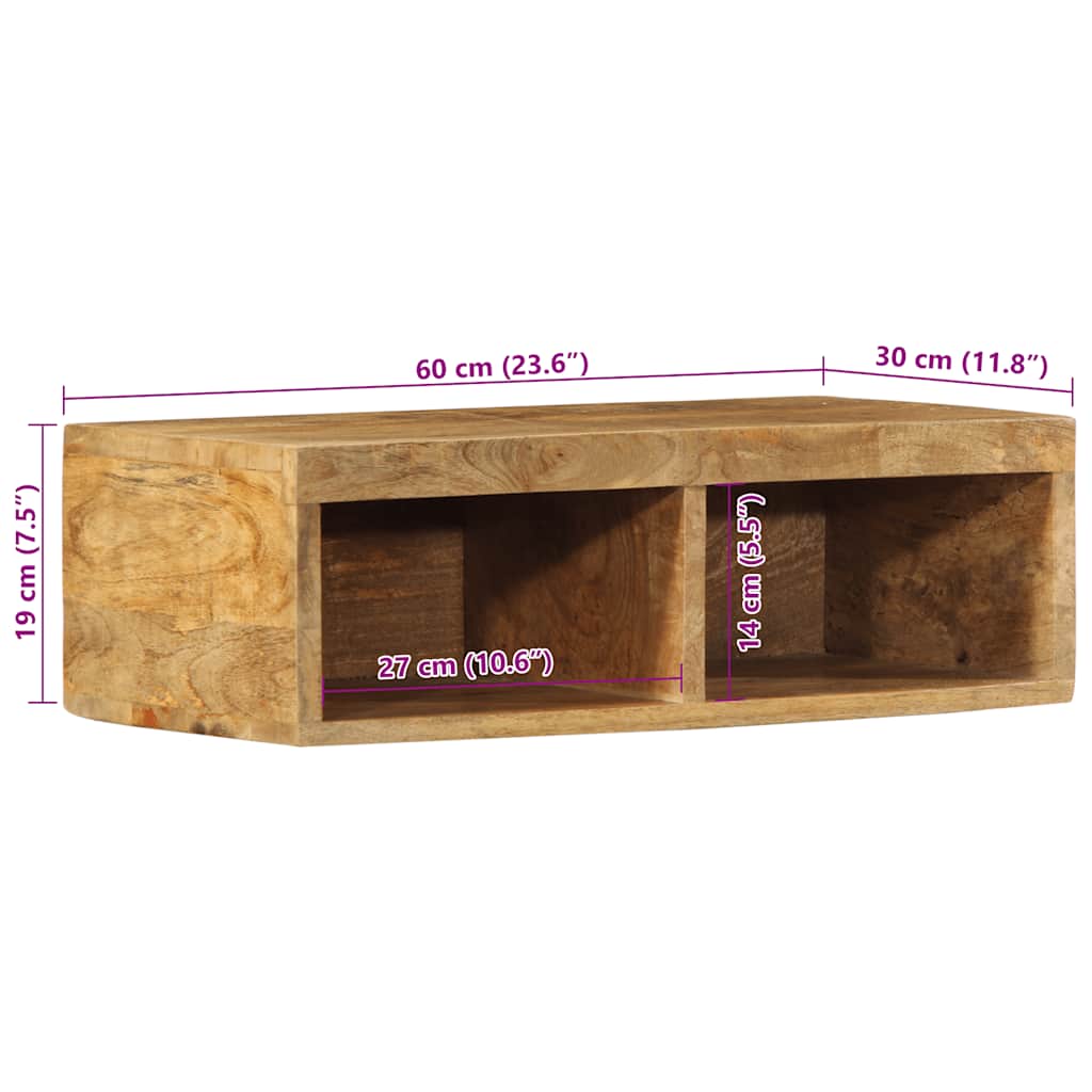 væghængt tv-skab 60x30x19 cm massivt ru mangotræ