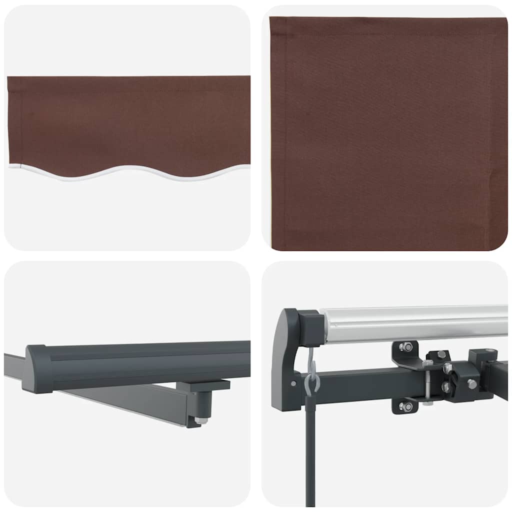 markise med LED-lys 500x300 cm automatisk betjening brun
