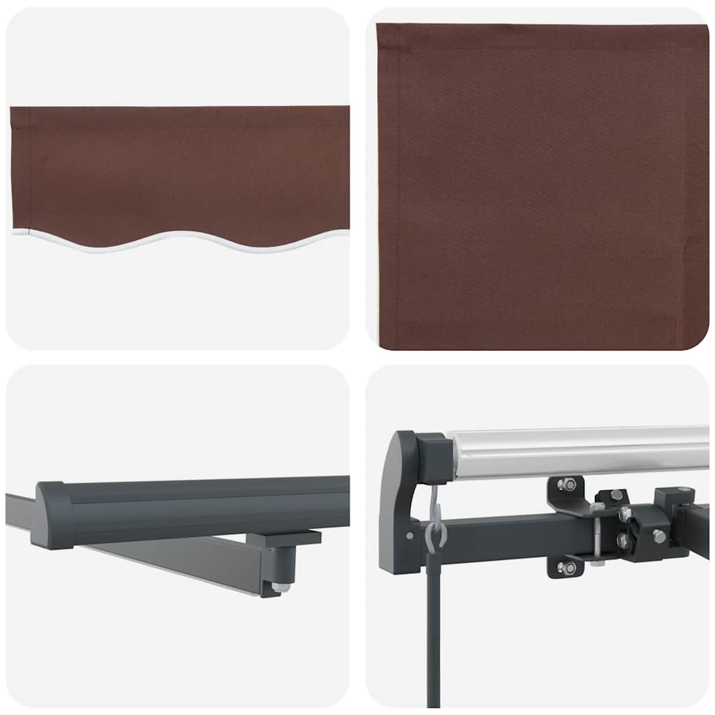 markise med LED-lys 600x300 cm automatisk betjening brun