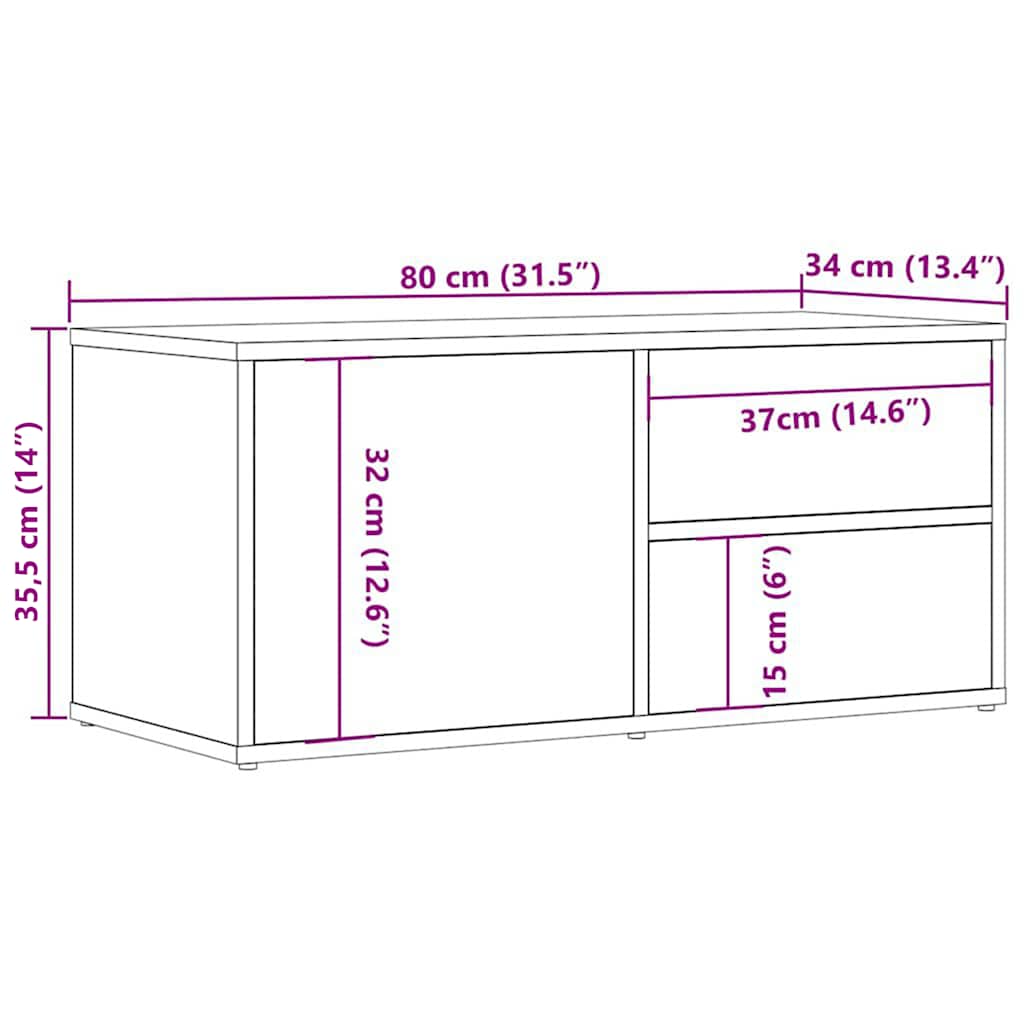 tv-bord 80x34x35,5 cm konstrueret træ antikt trælook