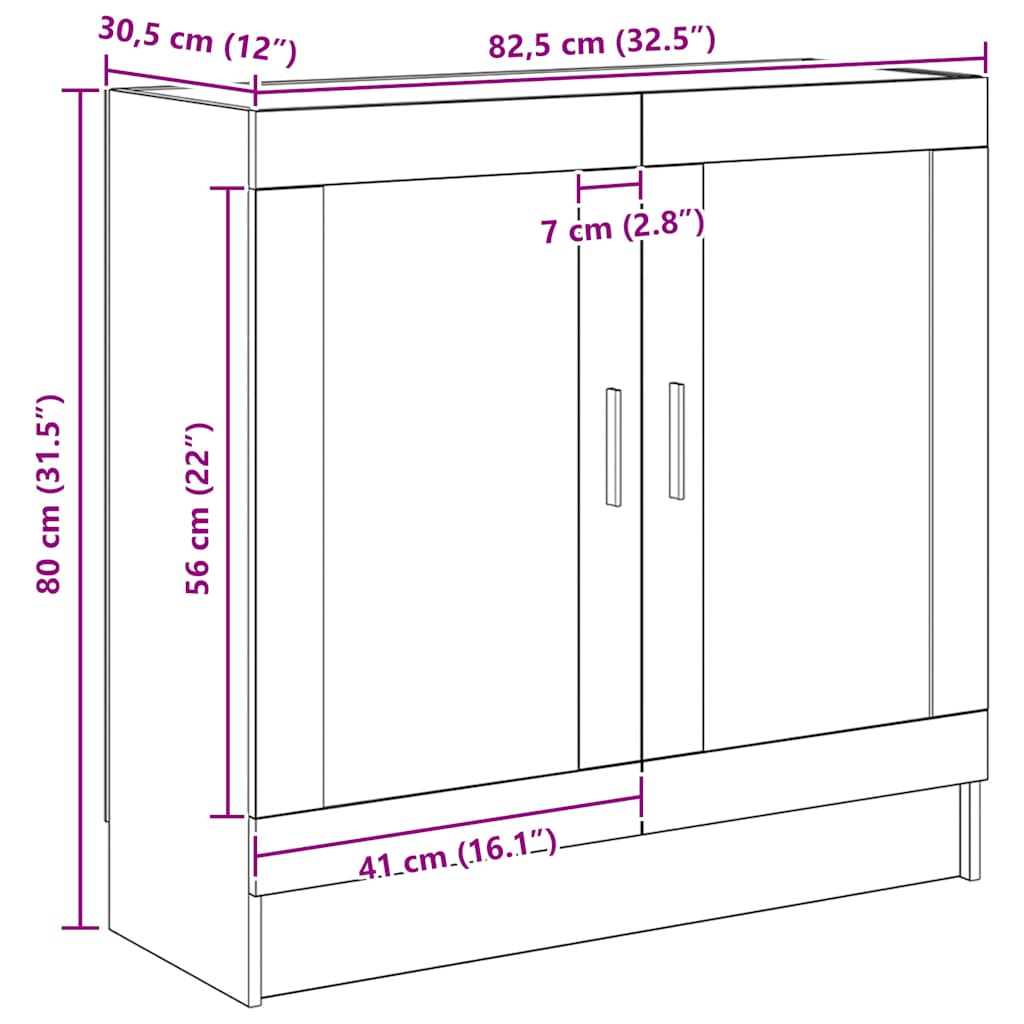 bogskab 82,5x30,5x80 cm konstrueret træ kunsteg
