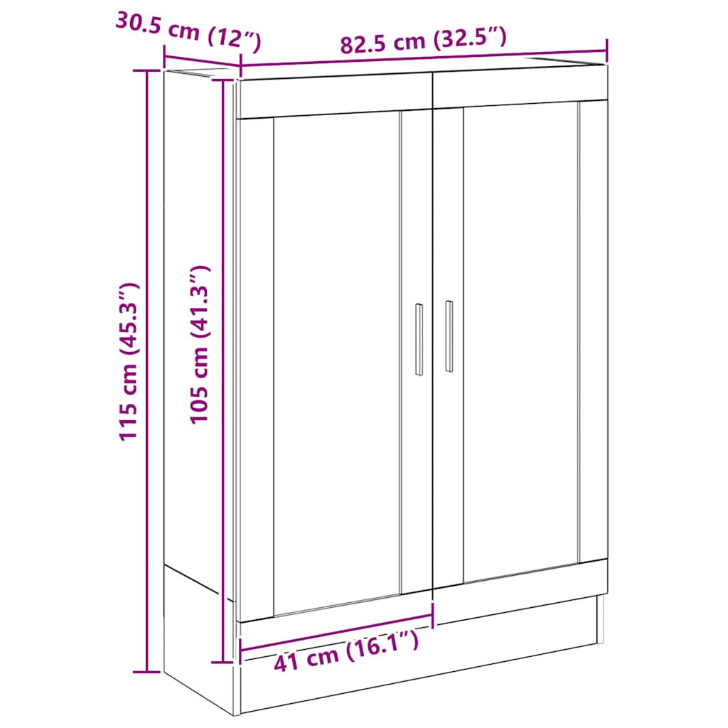 bogskab 82,5x30,5x115 cm konstrueret træ kunsteg