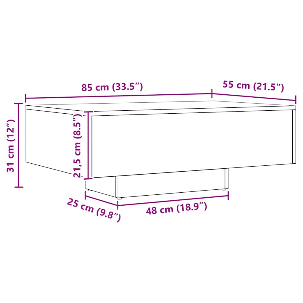 sofabord 85x55x31 cm konstrueret træ kunsteg
