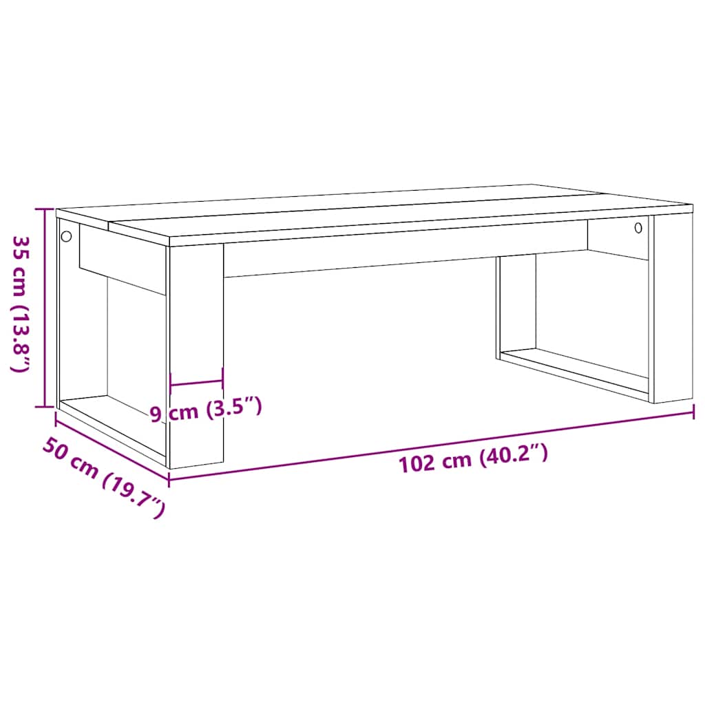 sofabord 102x50x35 cm konstrueret træ kunsteg