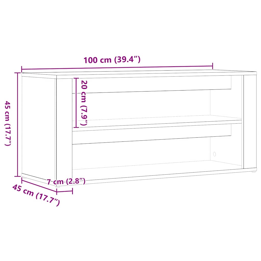 skobænk 100x35x45 cm konstrueret træ kunsteg