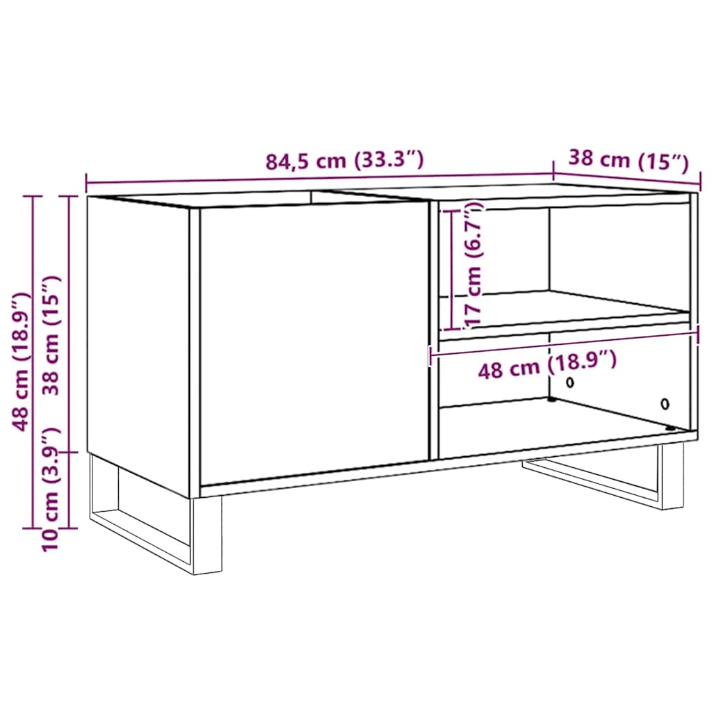 vinylskab 84,5x38x48 cm konstrueret træ kunsteg