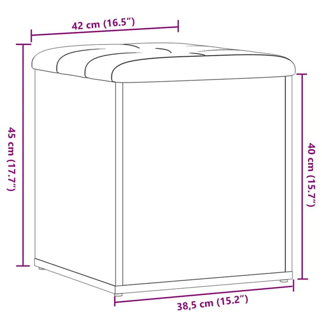 opbevaringsbænk 42x42x45 cm konstrueret træ kunsteg