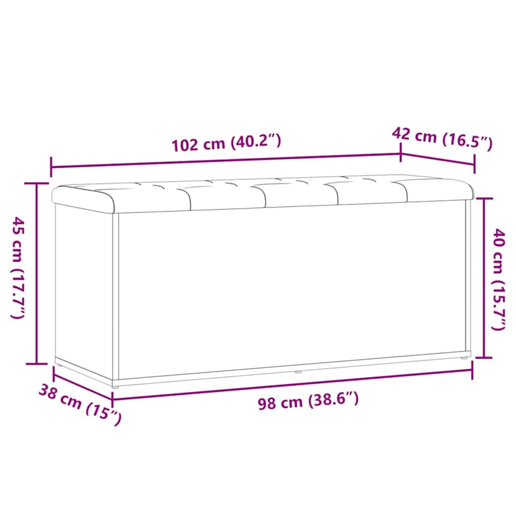 opbevaringsbænk håndlavet eg 102x42x45 cm konstrueret træ