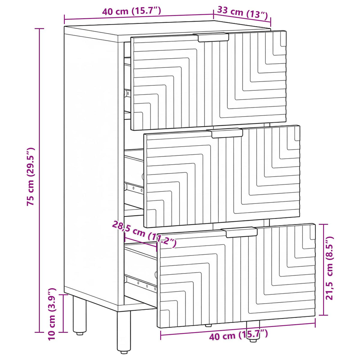 Sideboard 40 x 33 x 75 cm