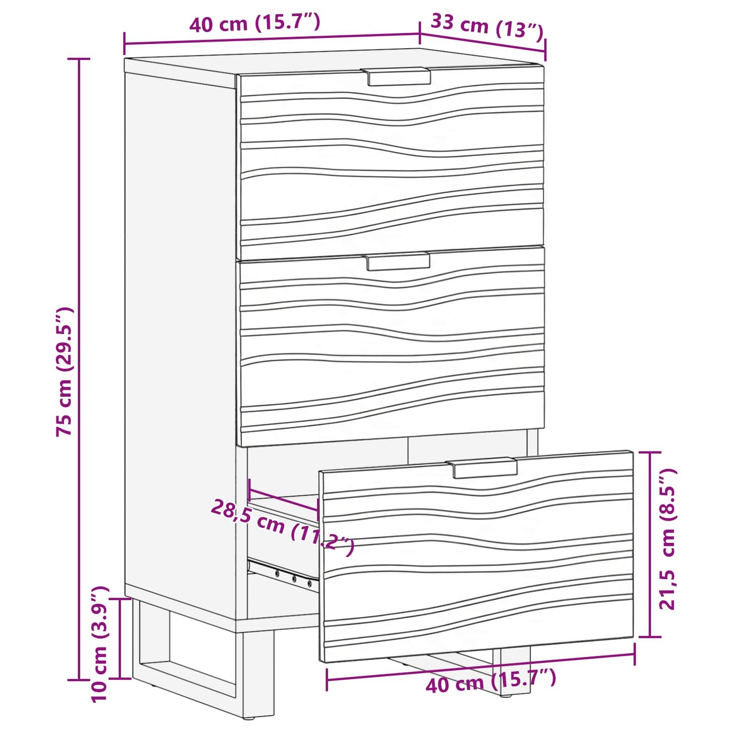 Medieopbevaringsskabe & -reoler Hvid og sort 40 x 33 x 75 cm