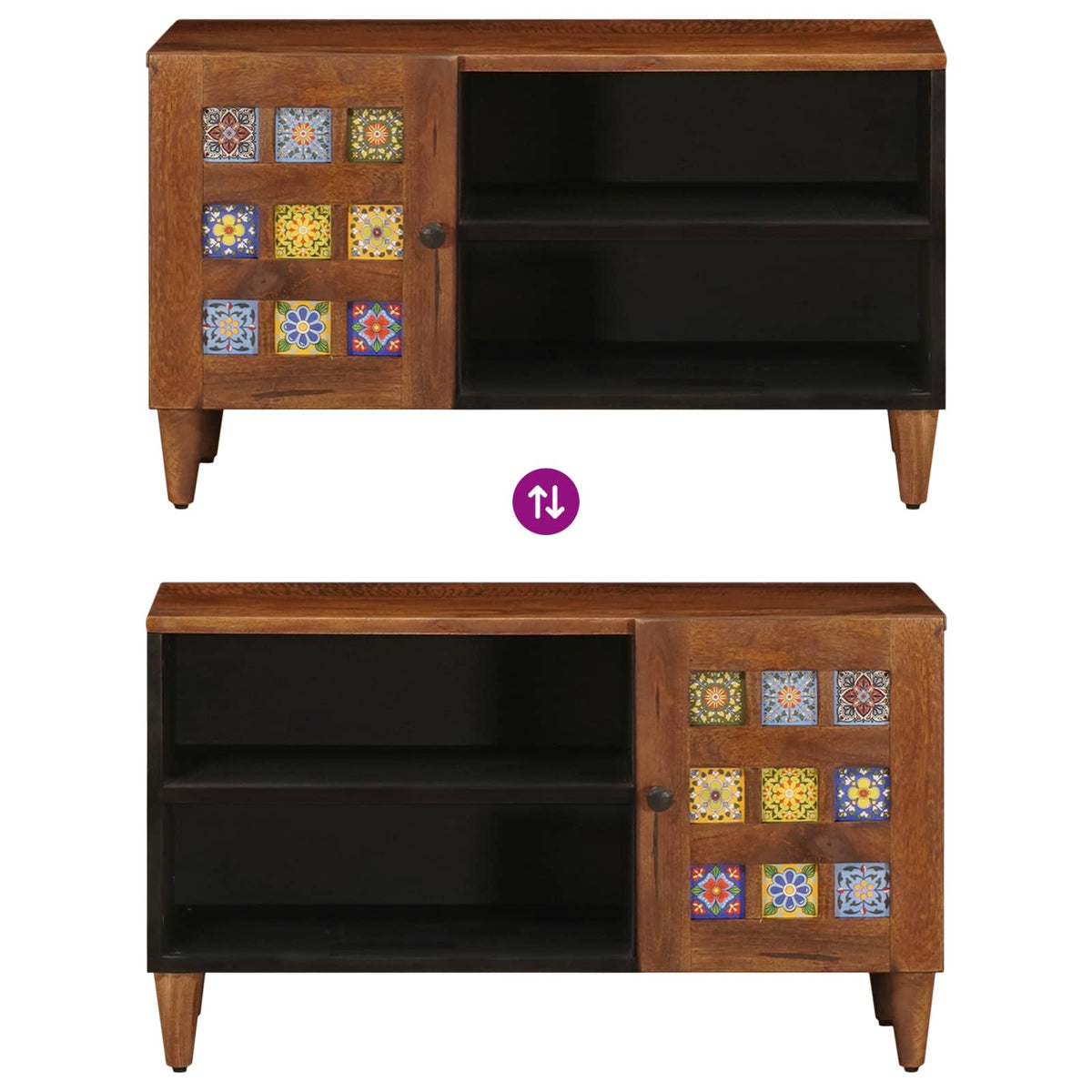 TV-skab med opbevaring Valnød 80 x 33 x 46 cm Massivt mangotræ