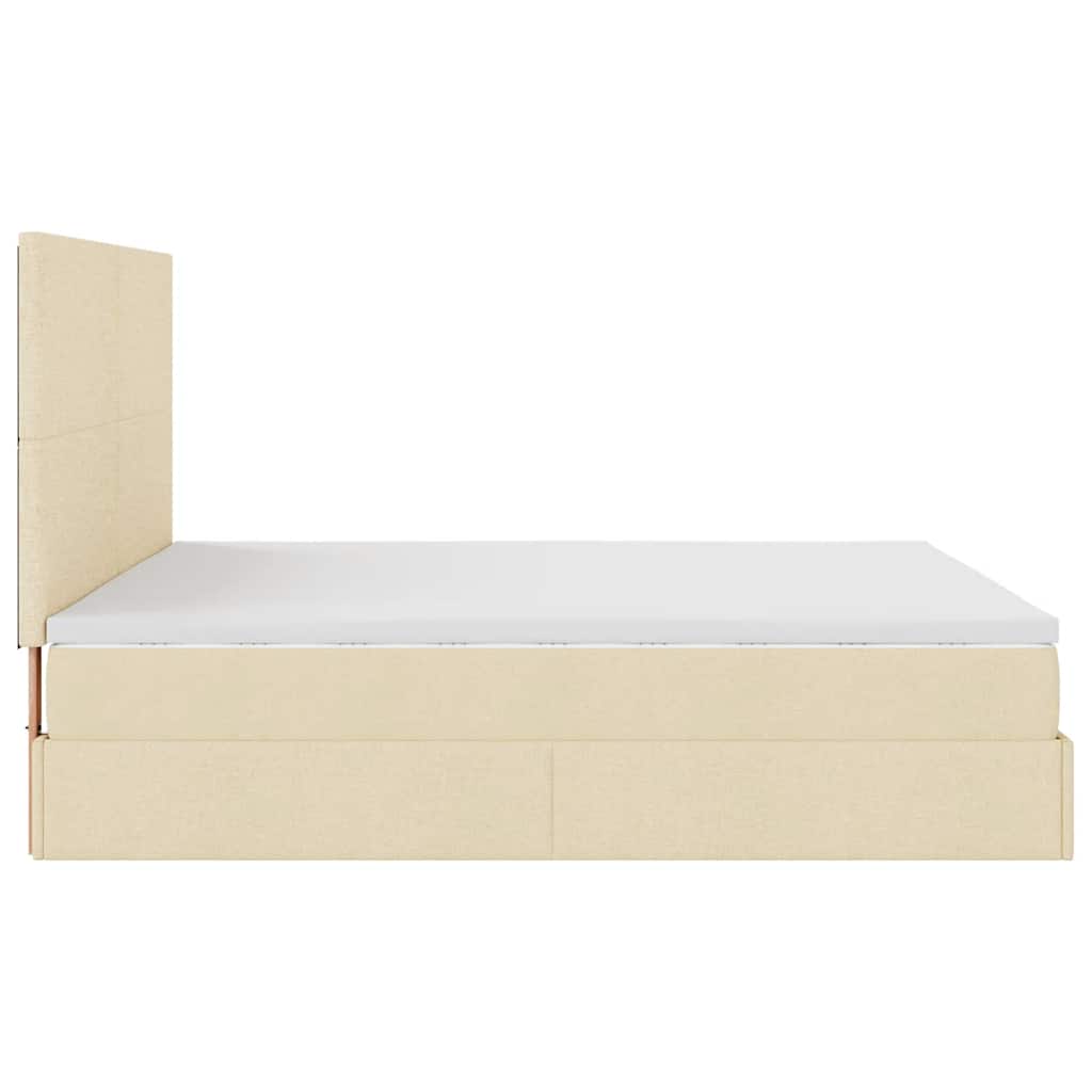 osmannisk sengeramme med madrasser 200x200 cm stof cremefarvet