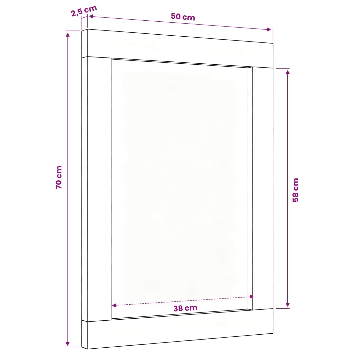 Spejl Flerfarvet 70 x 50 x 3 cm Glas