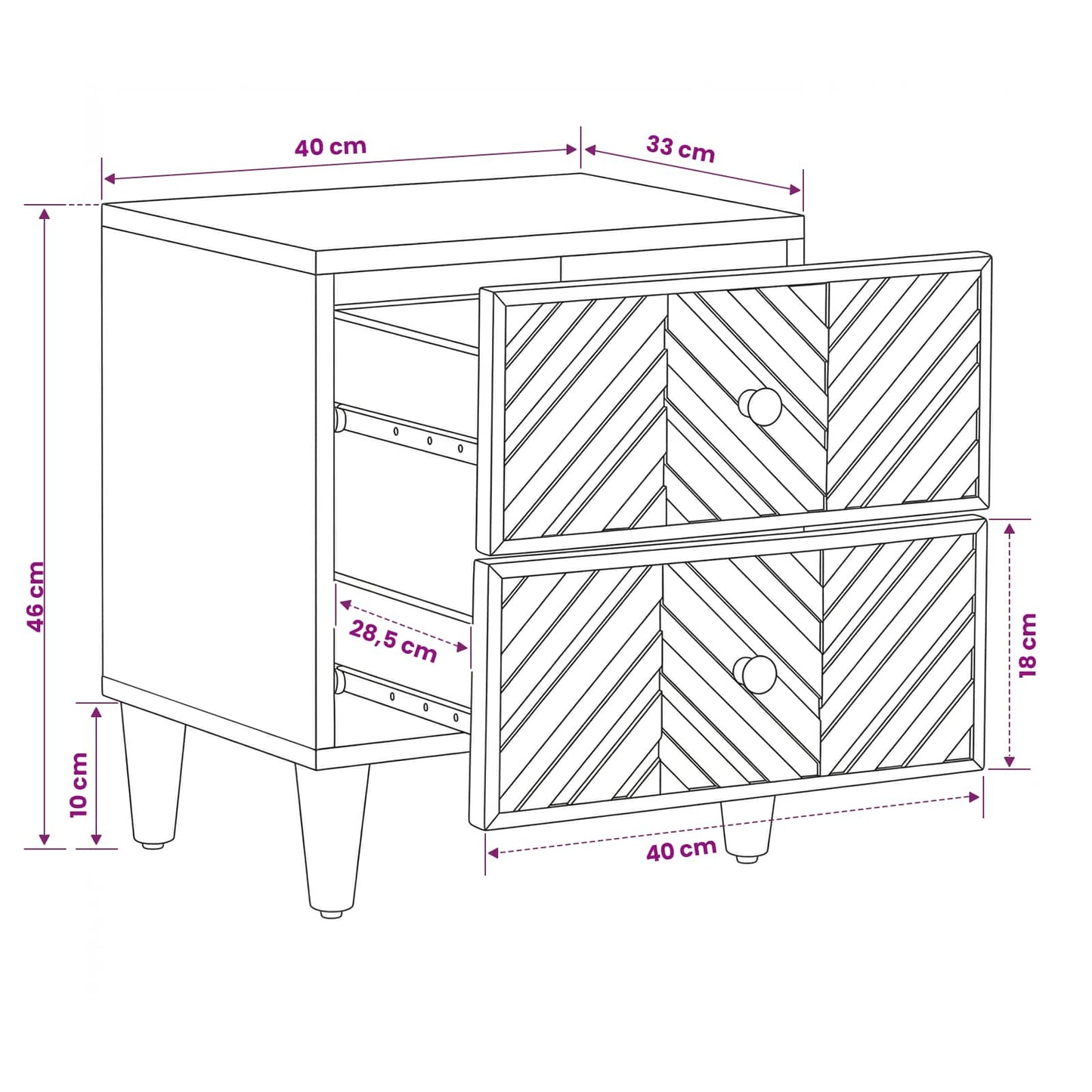 Sengebord Brun 40 x 33,5 x 46 cm Massivt mangotræ
