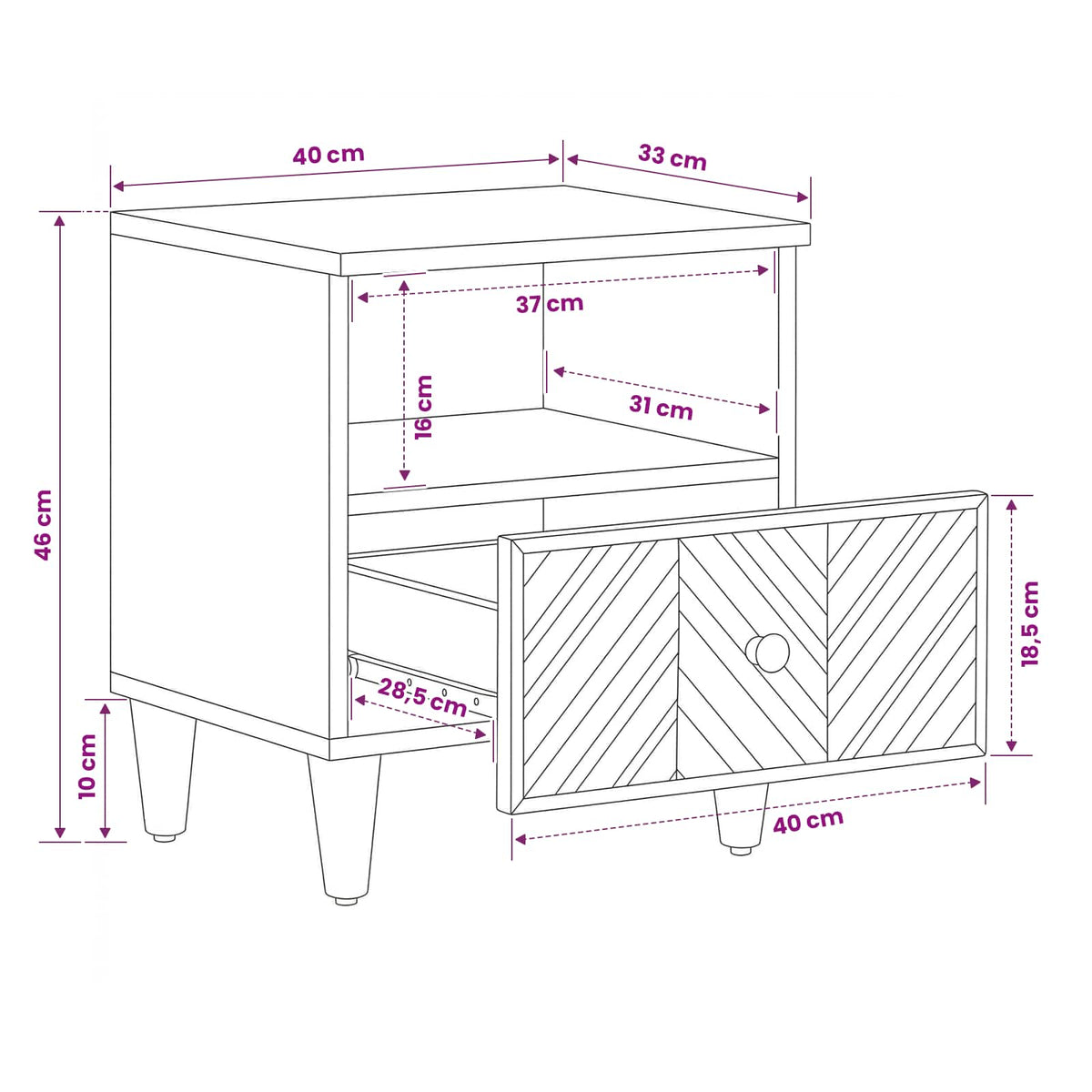 Sengebord 2 stk. Brun 50 x 33 x 60 cm Massivt mangotræ