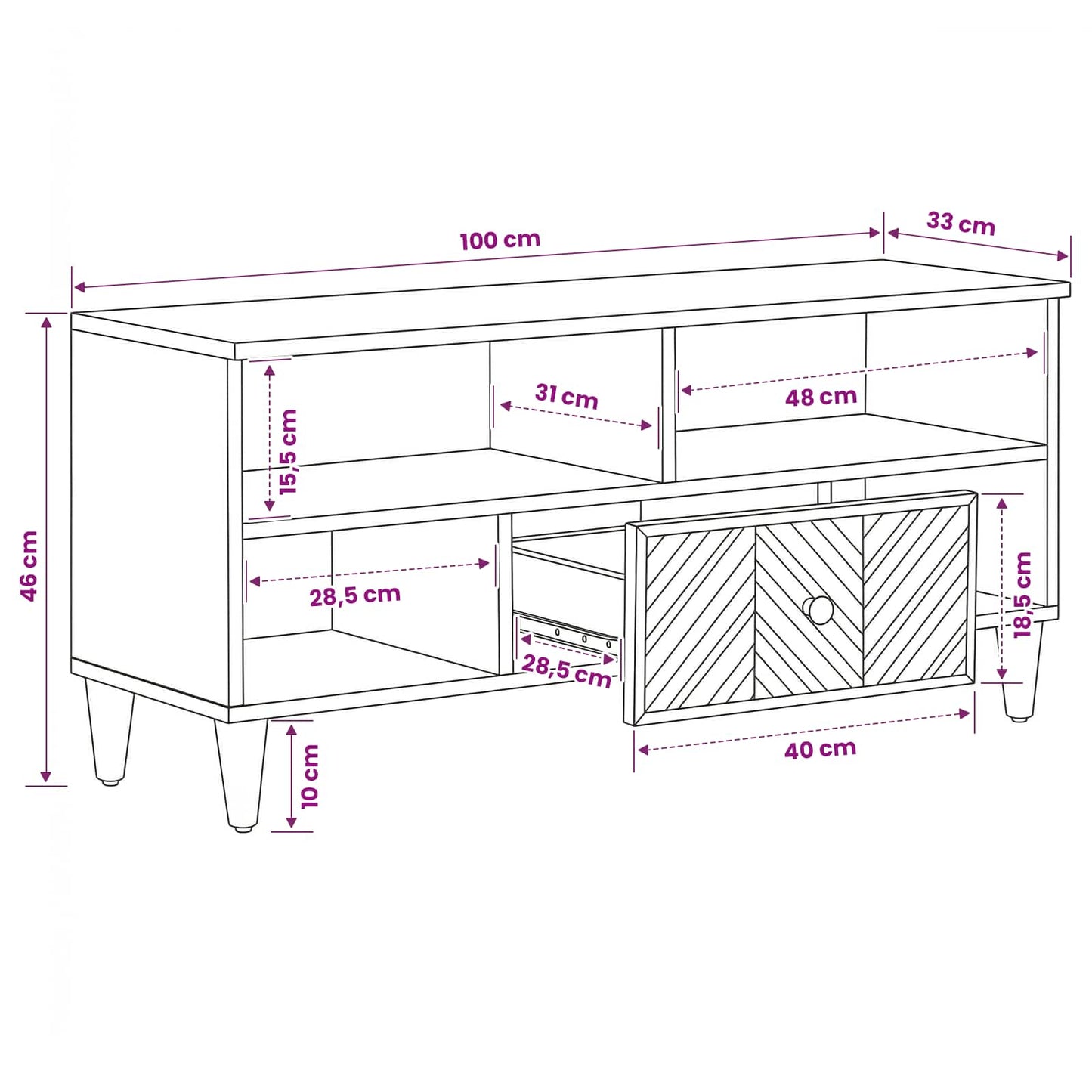 Opbevaringsskabe Brun 100 x 33,5 x 46 cm Massivt mangotræ
