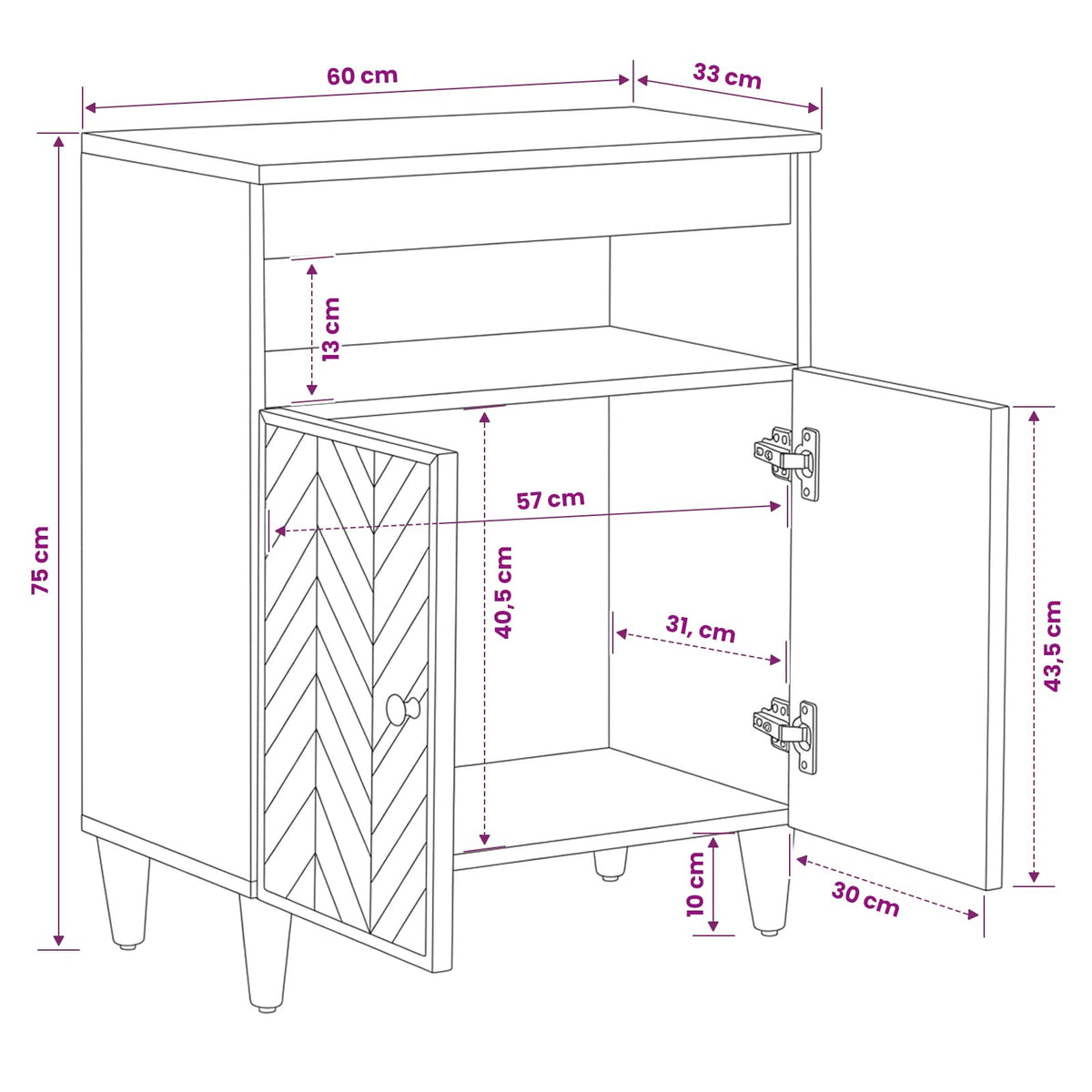 Opbevaringsskabe Brun 60 x 33,5 x 75 cm Massivt mangotræ