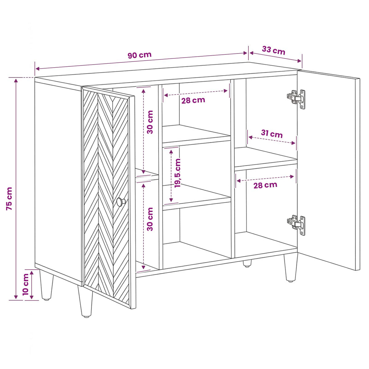 Opbevaringsskabe Brun 90 x 33,5 x 75 cm Massivt mangotræ