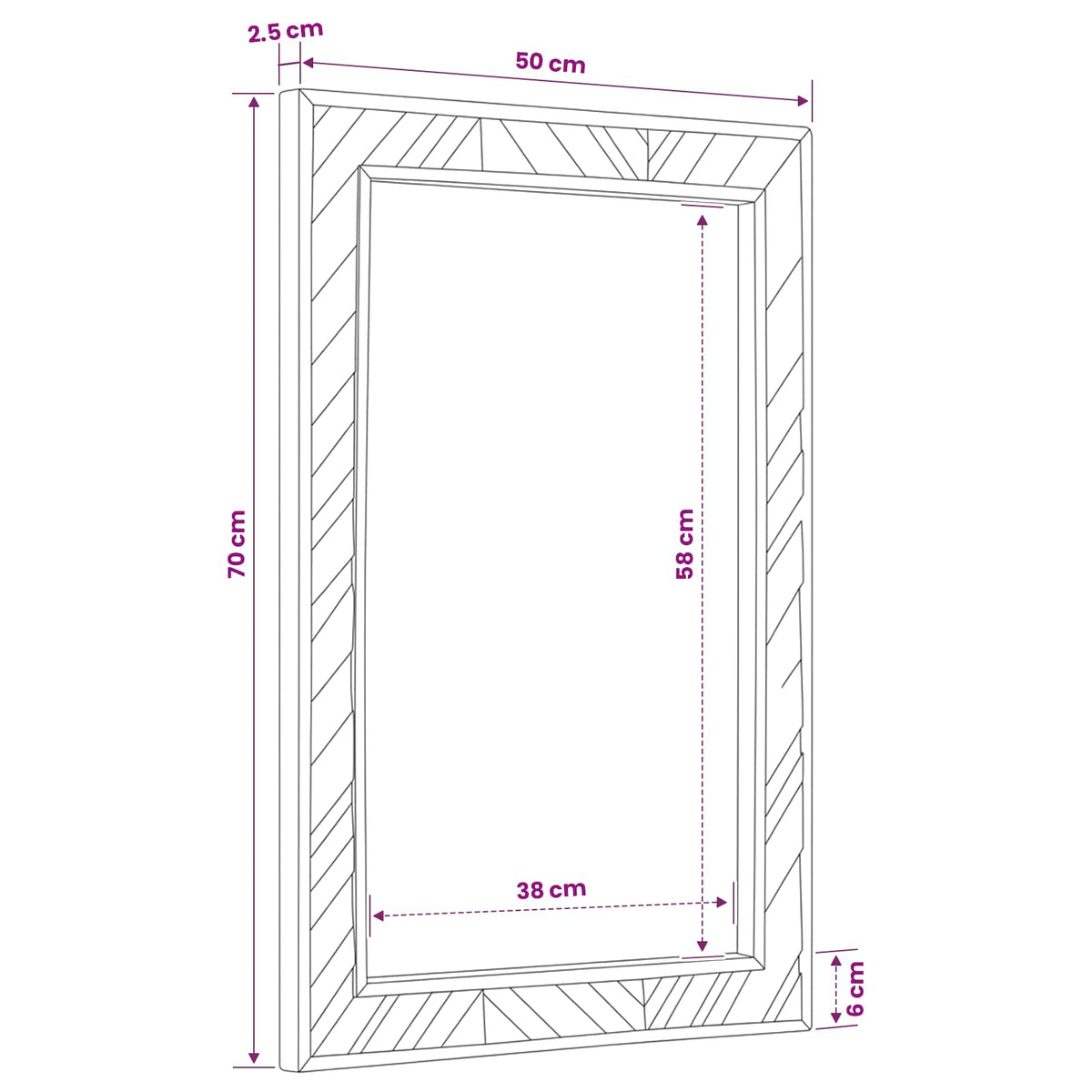 Spejl Brun 70 x 50 x 3 cm Glas