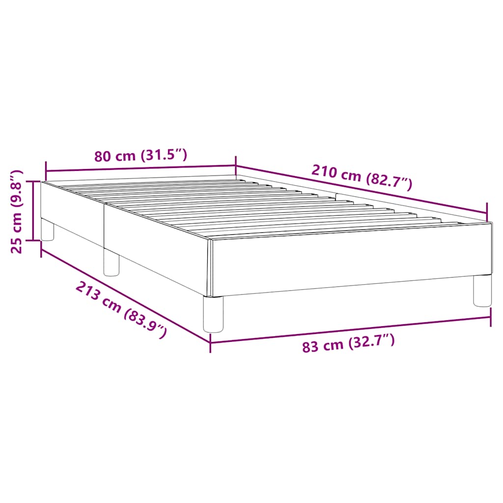 sengeramme uden madras 80x210 cm fløjl mørkegrå
