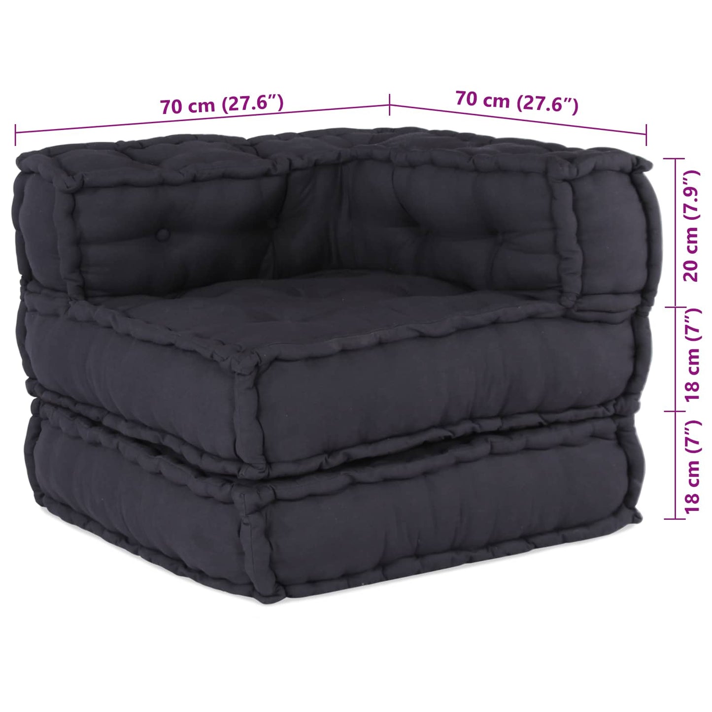 Modulssofa Enhed 2 stk. Stof Antracit 140 x 70 x 56 cm