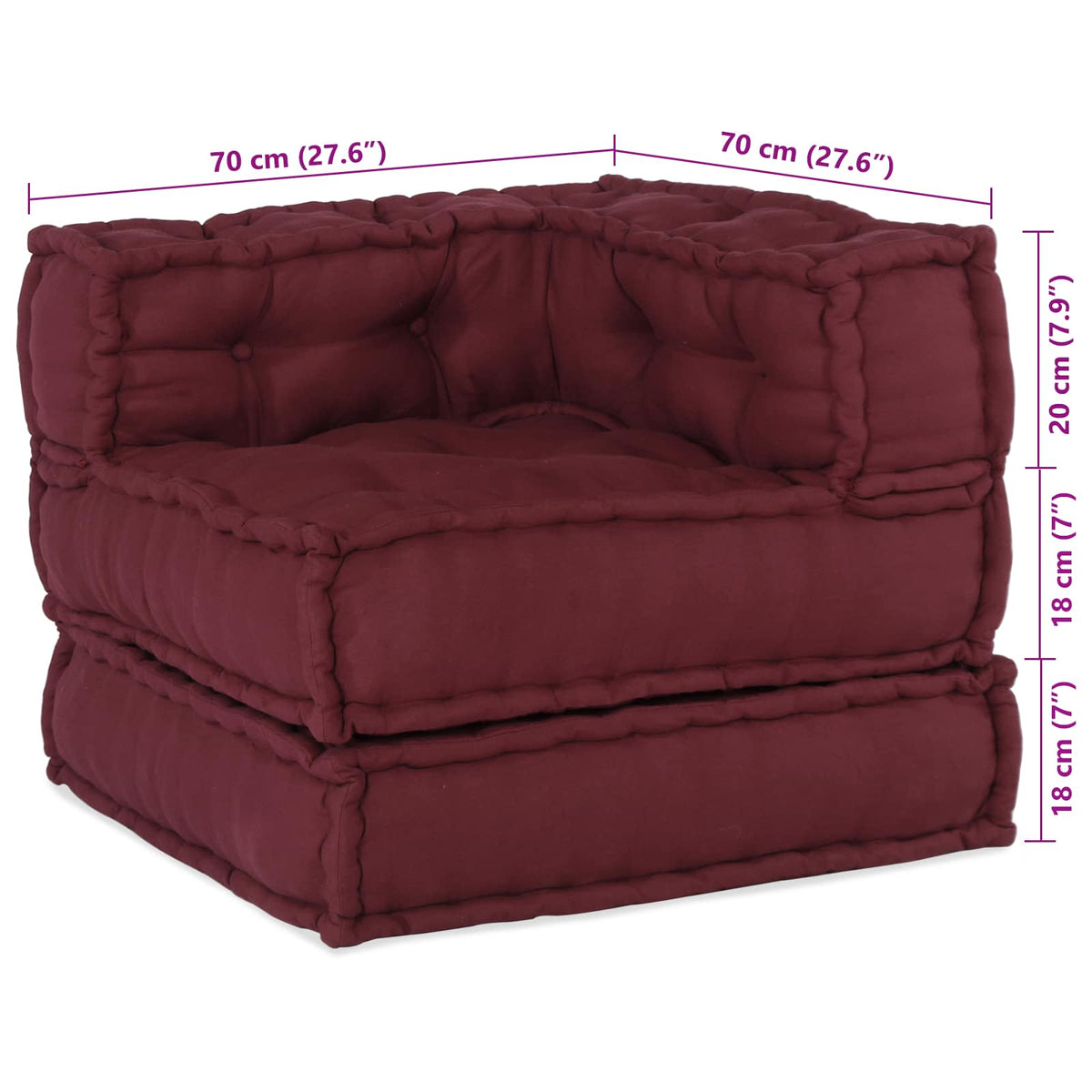 Modulssofa Enhed 2 stk. Stof Bordeaux 140 x 70 x 56 cm