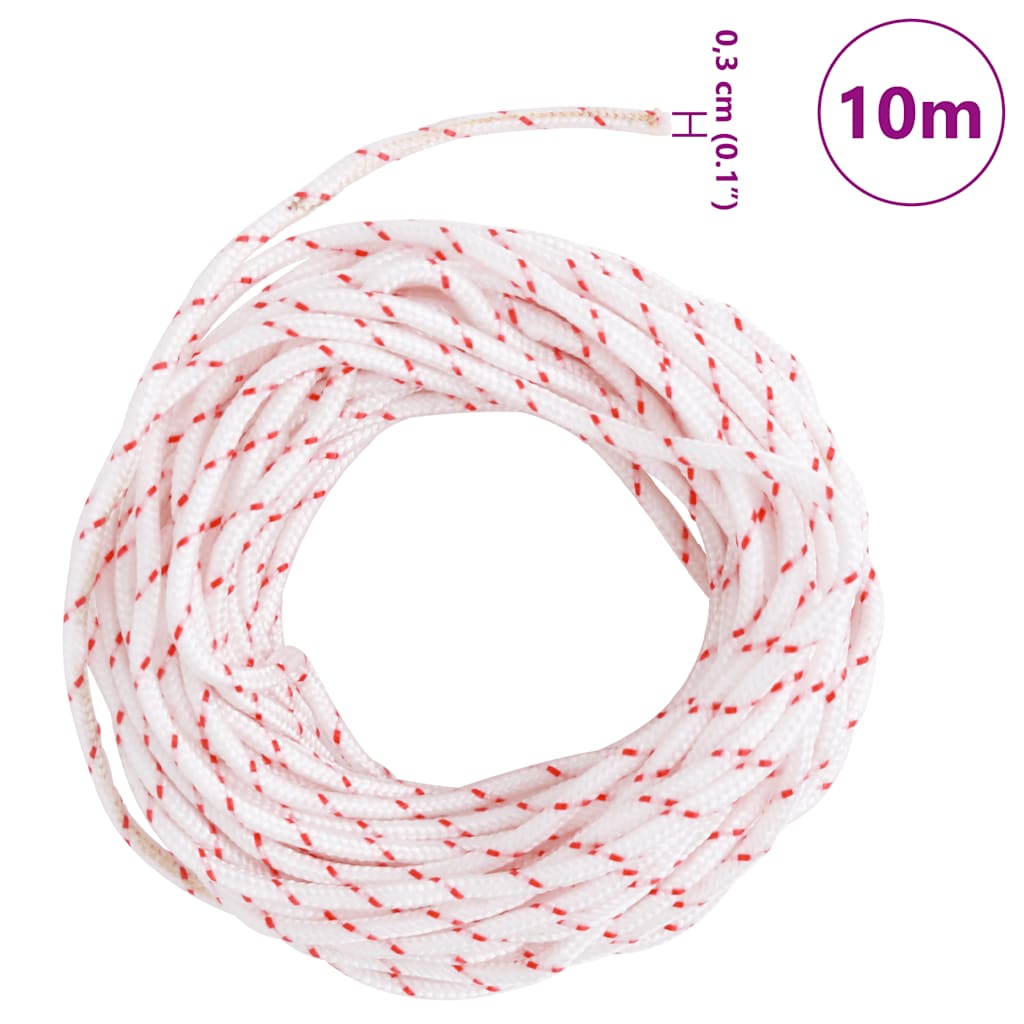 startsnor Ø3 mm 10 m nylon hvid og rød