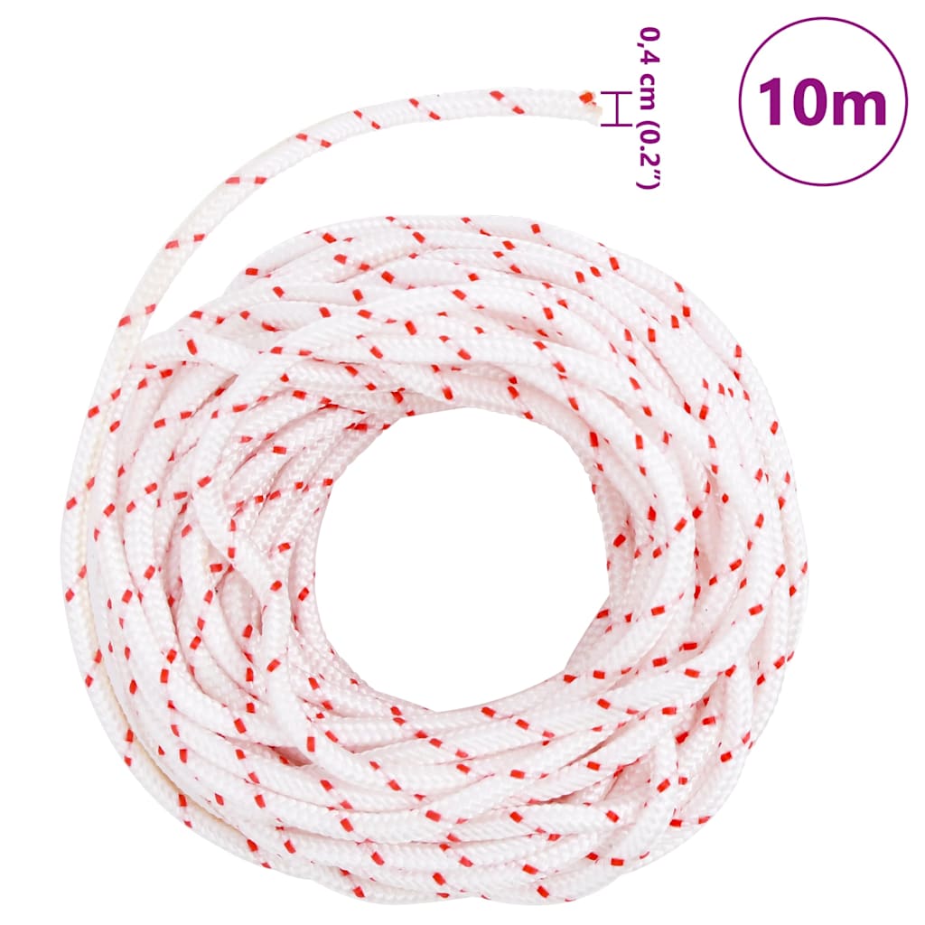startsnor Ø4 mm 10 m nylon hvid og rød
