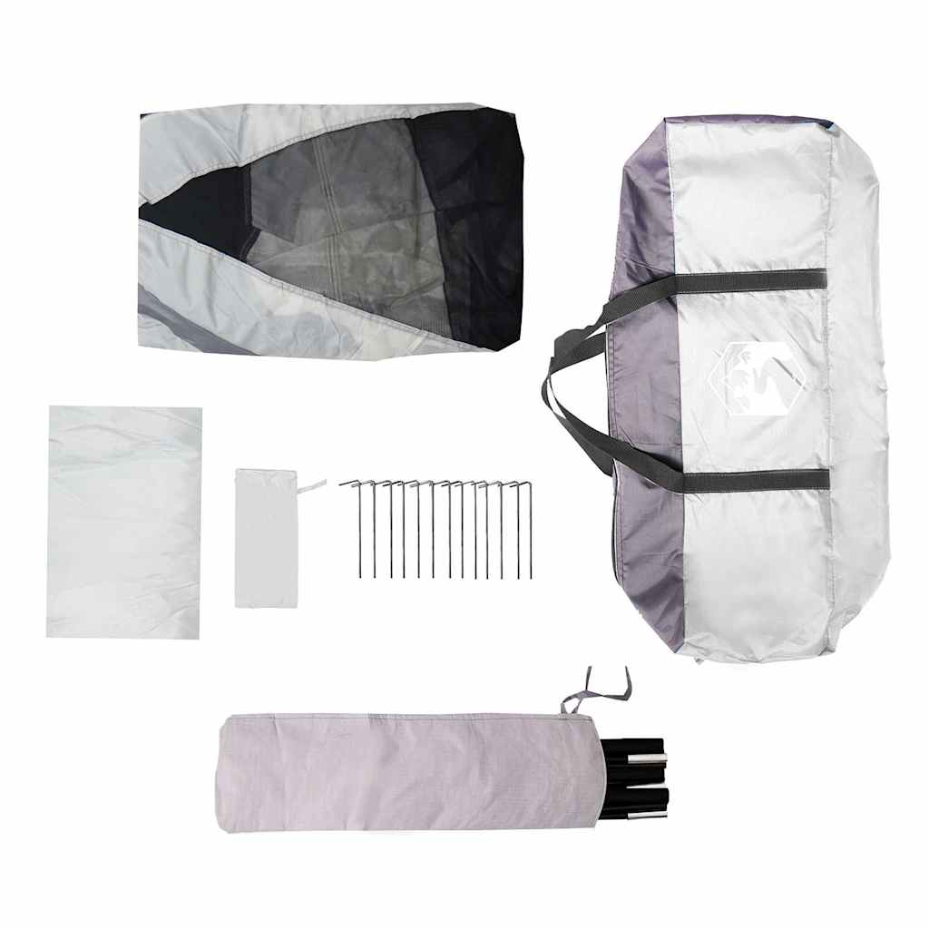 pooltelt med aftagelig flue og netvægge 618x532 cm grå