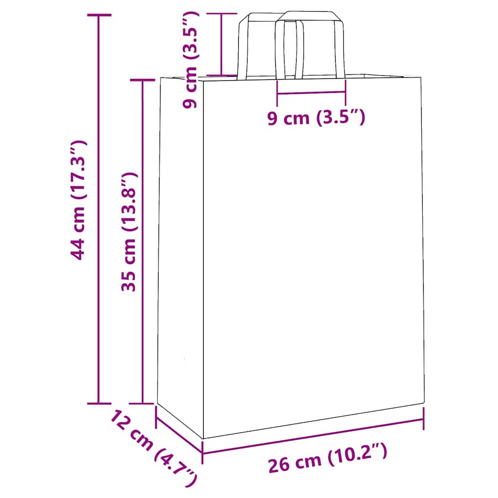 papirposer 250 stk. med håndtag 26x12x35 cm hvid