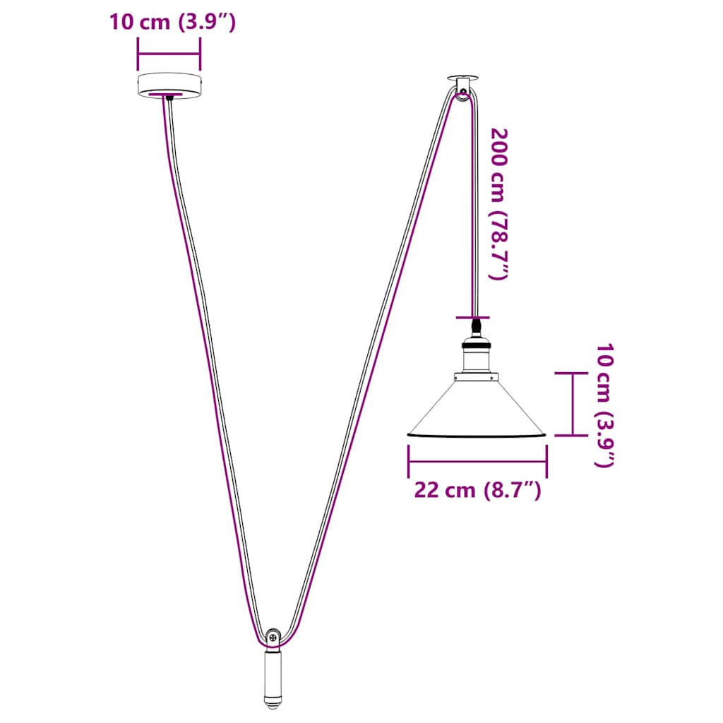 pendellampe højdejusterbar E27 Ø 22 cm metal glans grøn