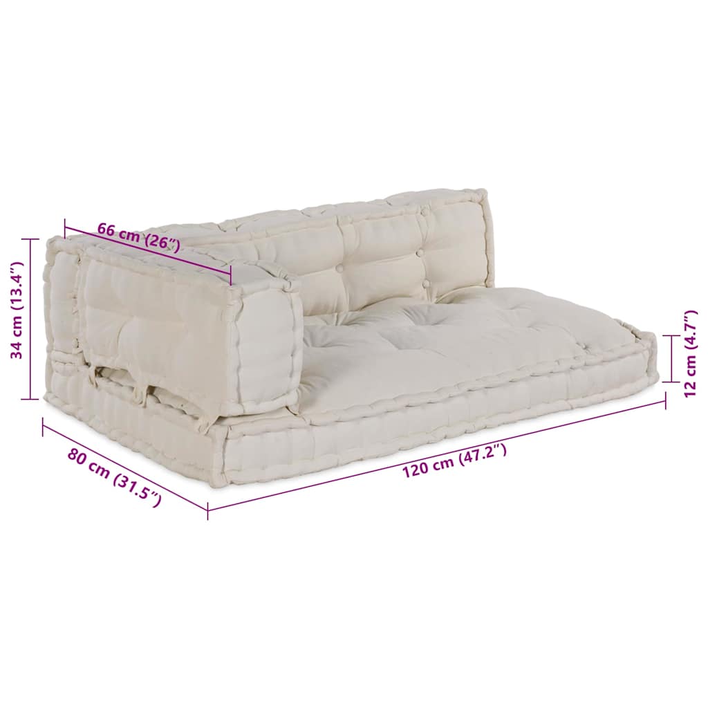 Palle Sofa Pude 3 stk. Stof Cremefarvet 120 x 80 x 34 cm