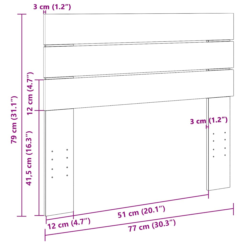 hovedgærde 75 cm massivt træ eg