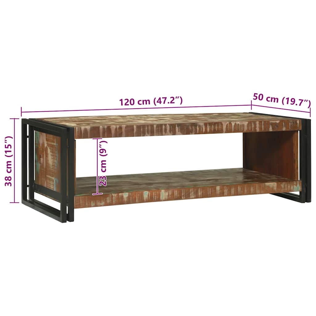 Sofabord Flerfarvet 120 x 50 x 38 cm Solid genbrugs træ