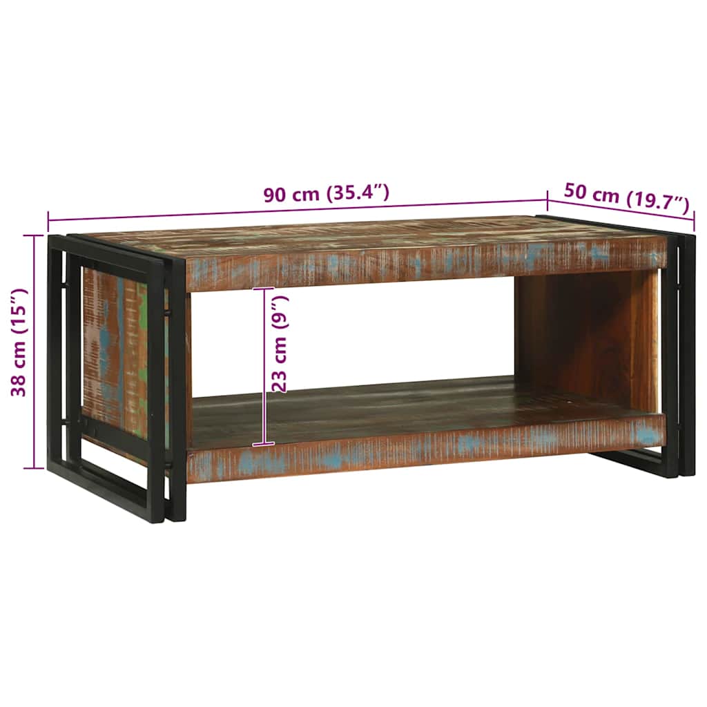 Sofabord Flerfarvet 90 x 50 x 38 cm Solid genbrugs træ