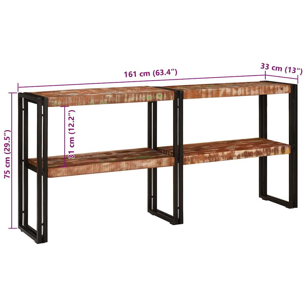 Konsolbord Flerfarvet 160 x 33 x 75 cm Solid genbrugs træ