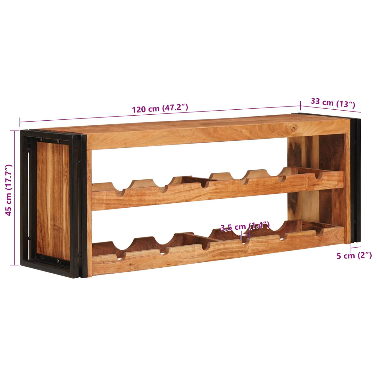 Vinfad Brun 120 x 45 x 33 cm Massivt Akacietræ